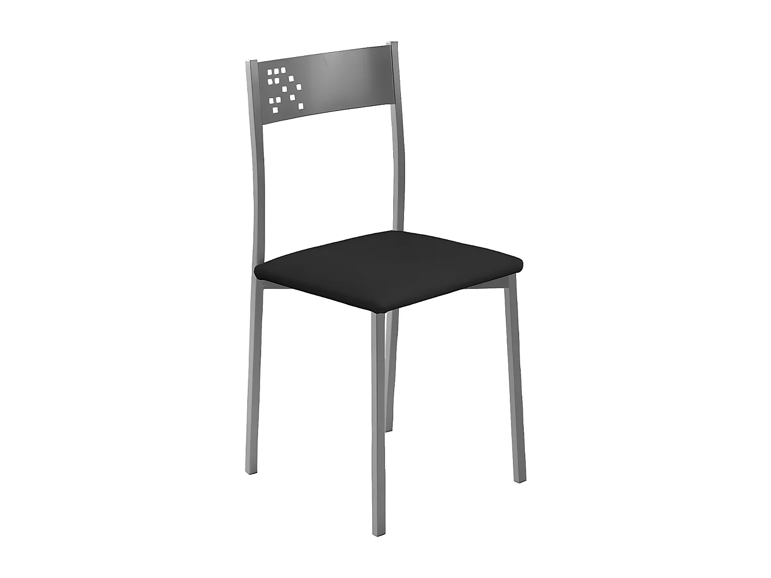 Set de 2 sillas de cocina -  Polipiel Negro, 41x47x86 cm - TABARCA