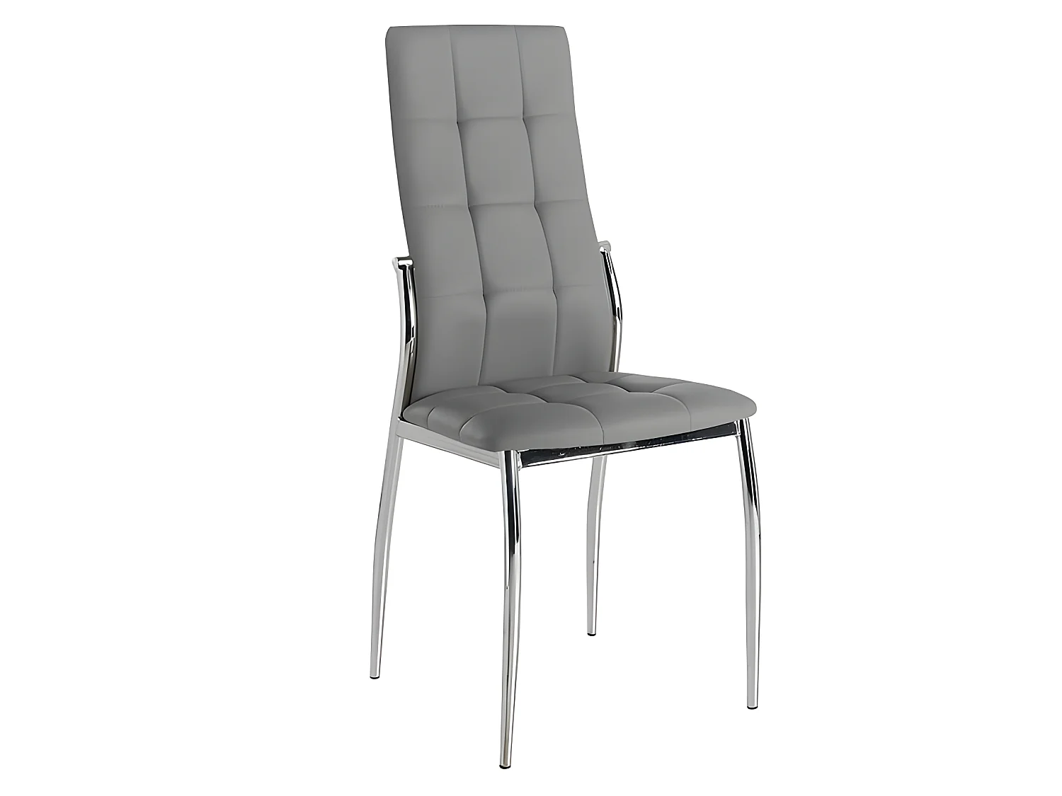 Set de 4 sillas de comedor - Polipiel Gris, 46x54x101 cm - CAMI