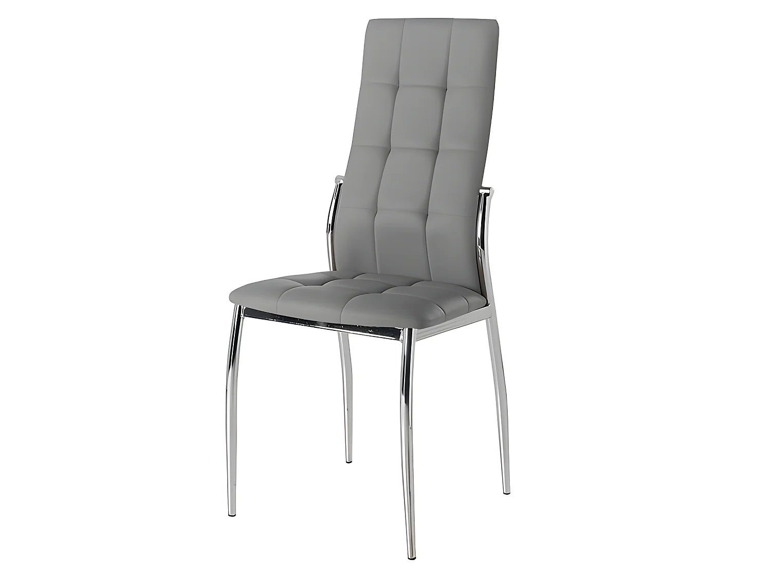 Set de 4 sillas de comedor - Polipiel Gris, 46x54x101 cm - CAMI