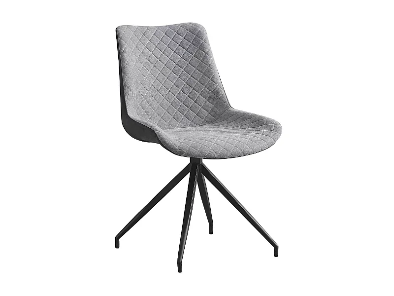 Set de 2 sillas de comedor - Polipiel y tela Gris, 48x62x87 cm - FLORI