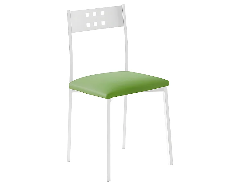 Set de 2 sillas de cocina -  Polipiel Verde, 41x47x86 cm - XARA WHITE