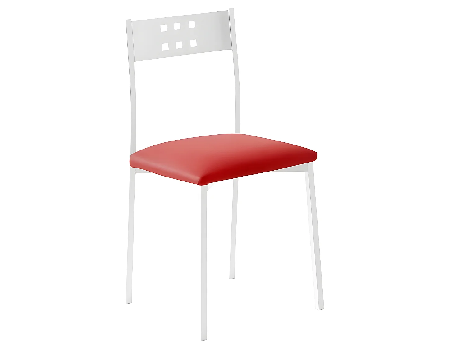 Set de 4 sillas de cocina -  Polipiel Roja, 41x47x86 cm - XARA WHITE