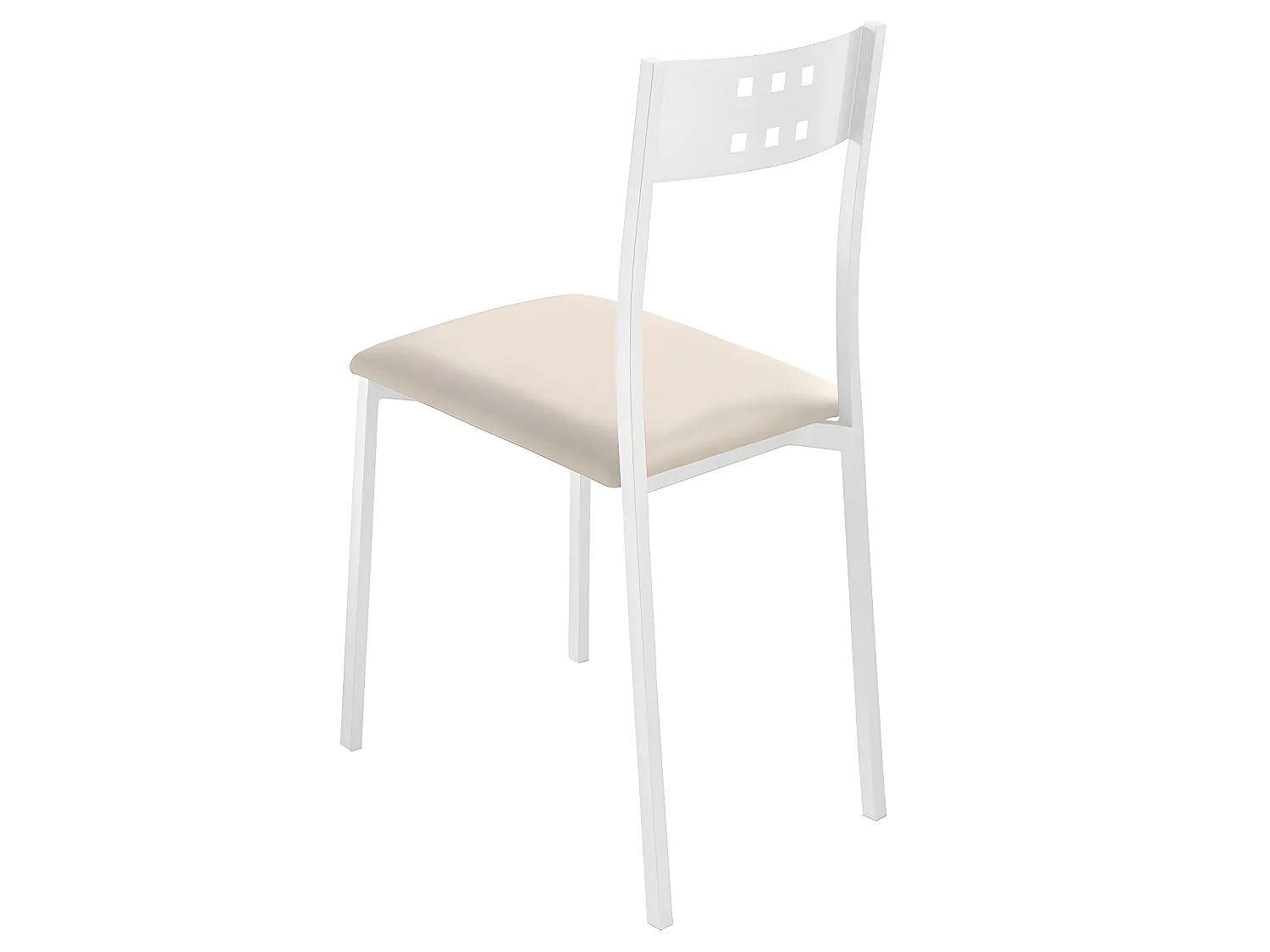 Set de 4 sillas de cocina -  Polipiel Beige, 41x47x86 cm - XARA WHITE