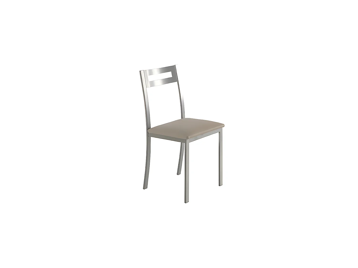Set de 2 sillas de cocina -  Polipiel Beige, 41x47x86 cm - PAMIS
