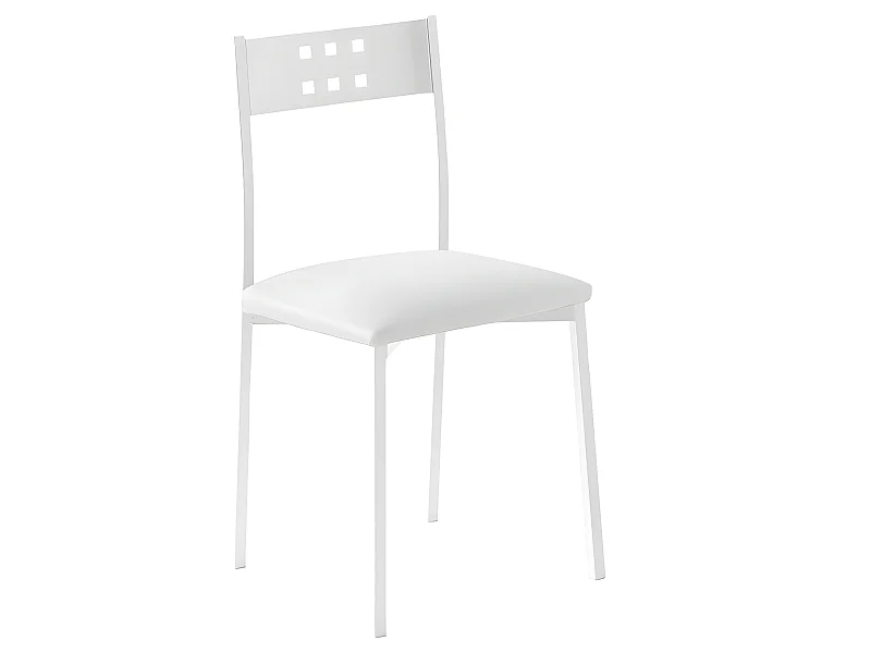 Set de 2 sillas de cocina -  Polipiel Blanca, 41x47x86 cm - XARA WHITE