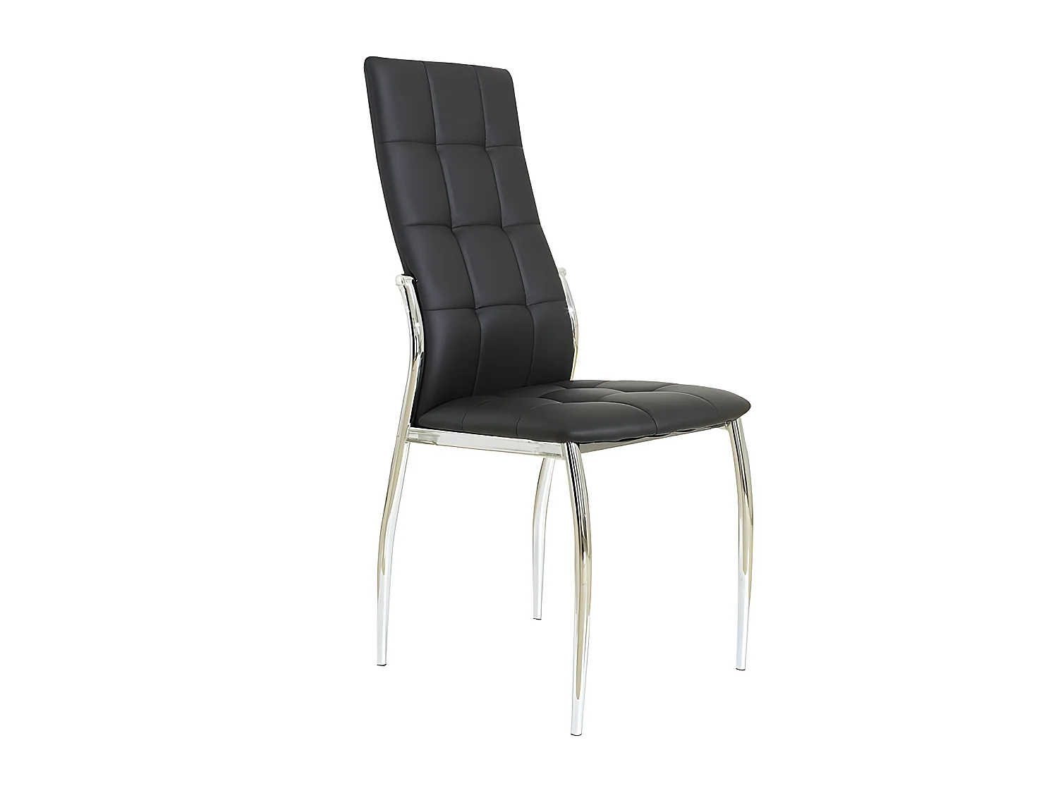 Set de 4 sillas de comedor - Polipiel Negro, 46x54x101 cm - CAMI