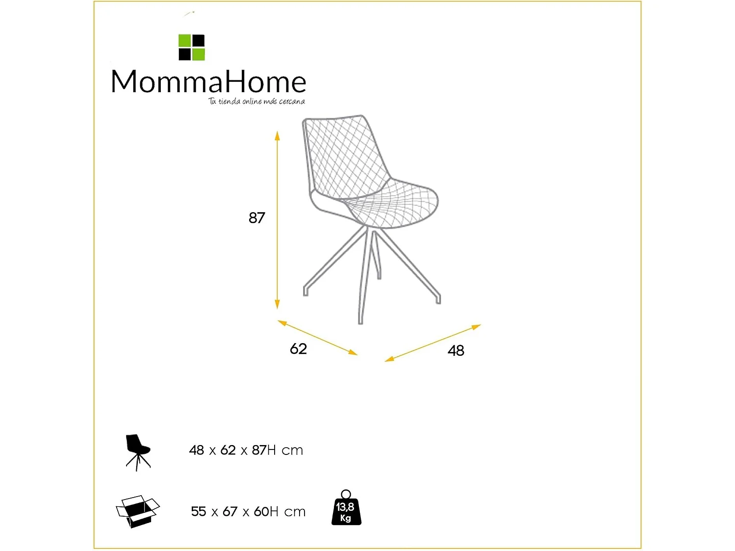 Set de 2 sillas de comedor - Polipiel y tela Beige y marrón, 48x62x87 cm - FLORI