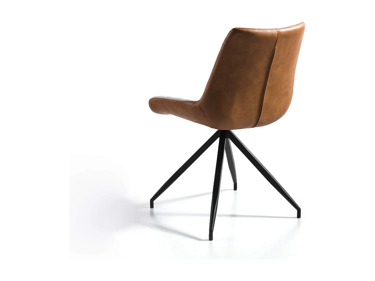 Set de 2 sillas de comedor - Polipiel y tela Beige y marrón, 48x62x87 cm - FLORI