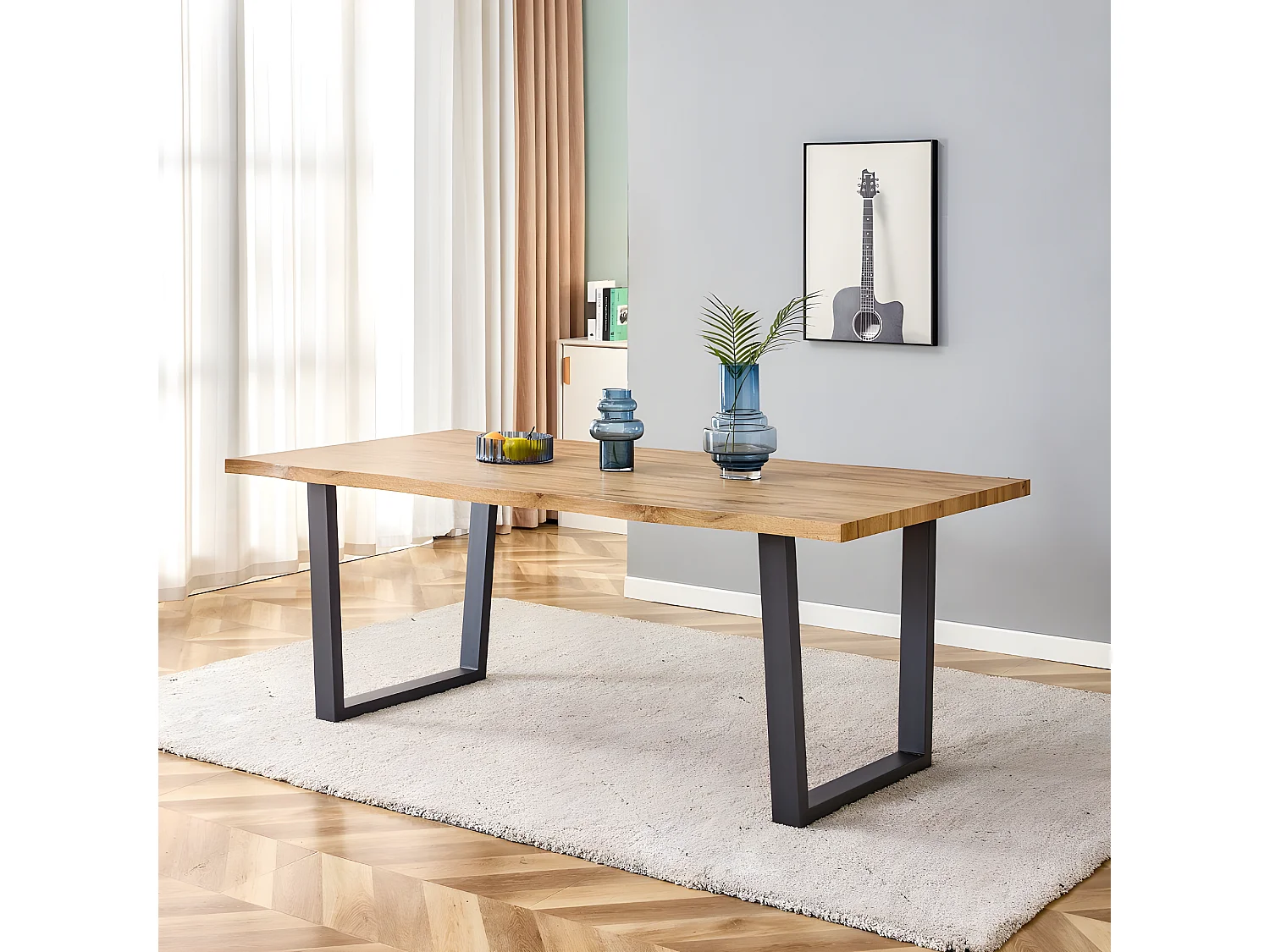 Mesa de comedor fija - MDF Roble rústico, 160x90x76 cm - ALASKA