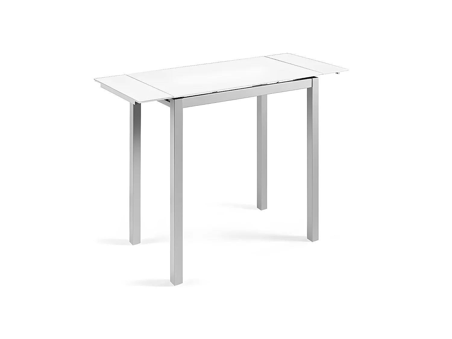 Mesa de cocina extensible -  Cristal Blanco, 100/140x60x95 cm - CALCUTA