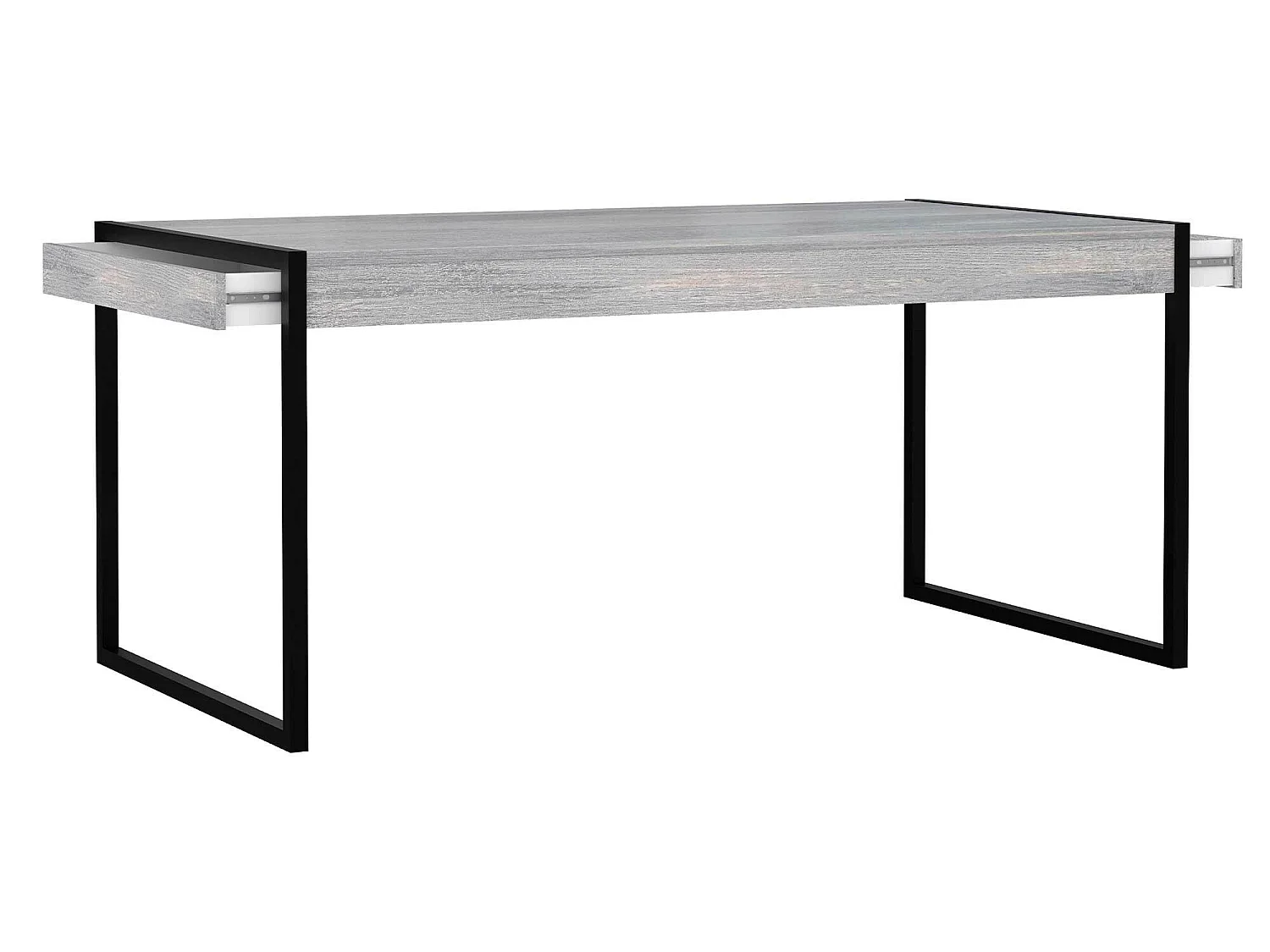 Mesa de comedor fija - MDF Roble nórdico y negro, 160x90x76 cm - DENGOL