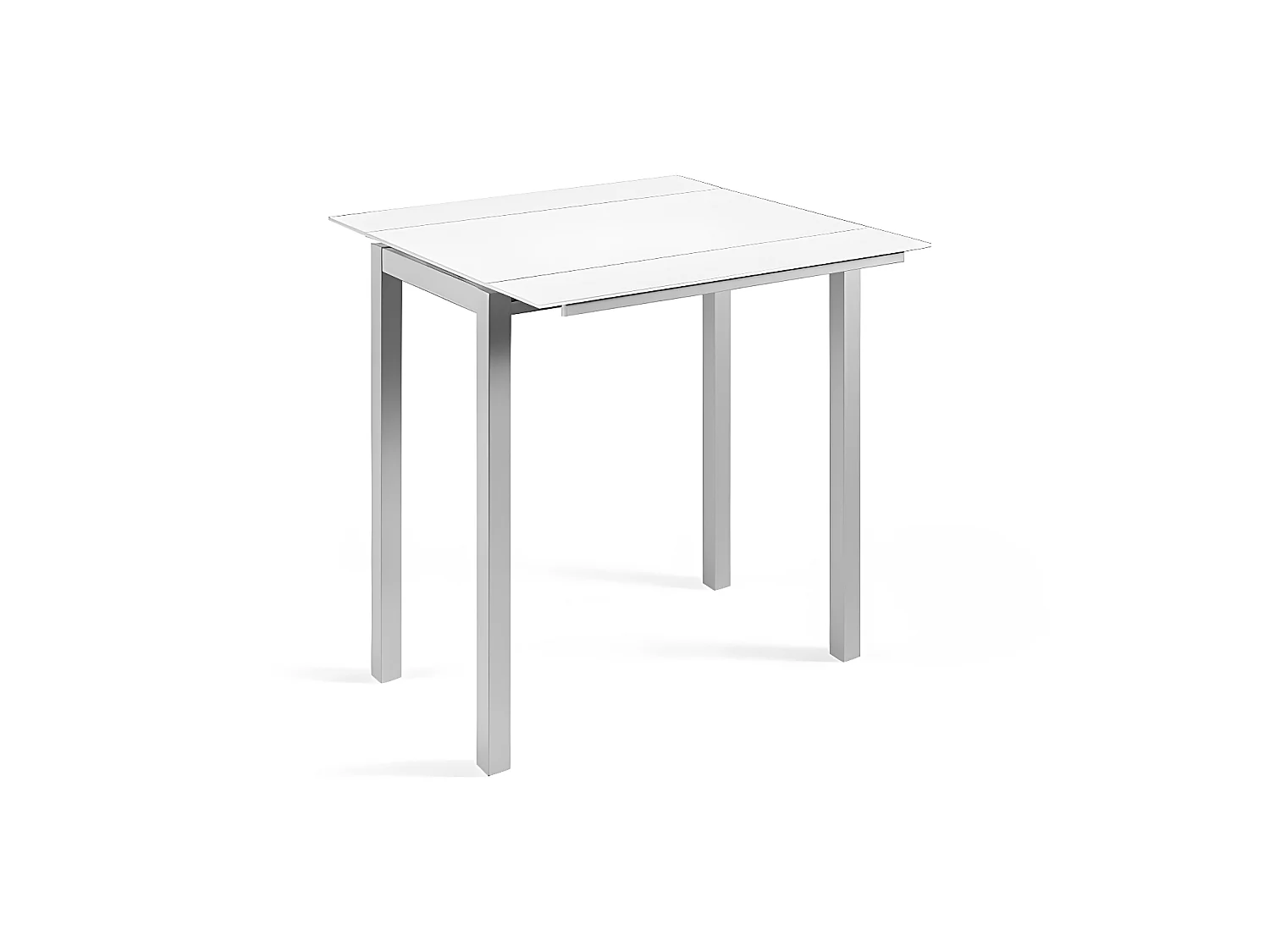 Mesa de cocina extensible -  Cristal Blanco, 95x55/95x95cm - LONDRES