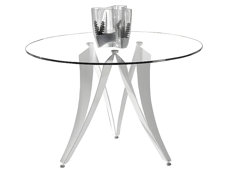 Mesa de comedor redonda - Cristal Transparente,  Ø120x76 cm - TESLA