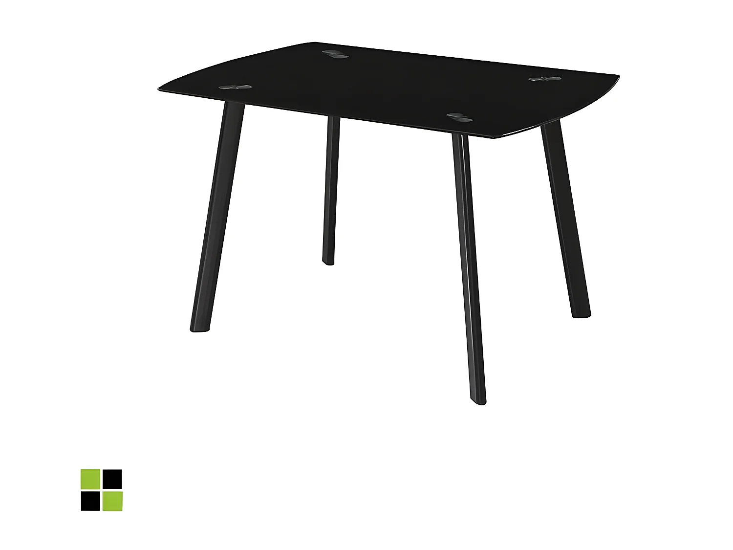 Mesa de comedor fija - Cristal Negro, 120x80x75,5 cm - KARLA