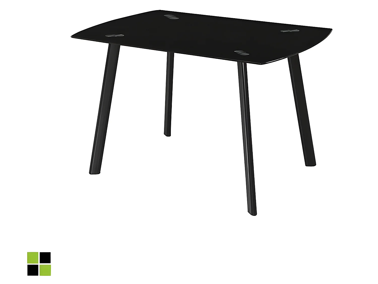 Mesa de comedor fija - Cristal Negro, 120x80x75,5 cm - KARLA