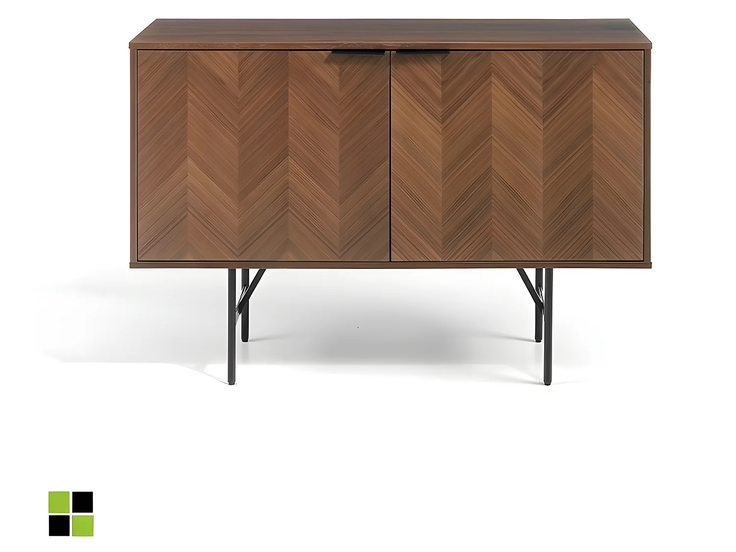 Aparador - MDF y chapa natural de Nogal, 120x40x80 cm - RICE