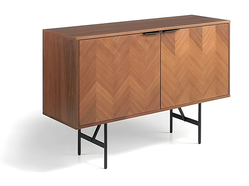 Aparador - MDF y chapa natural de Nogal, 120x40x80 cm - RICE