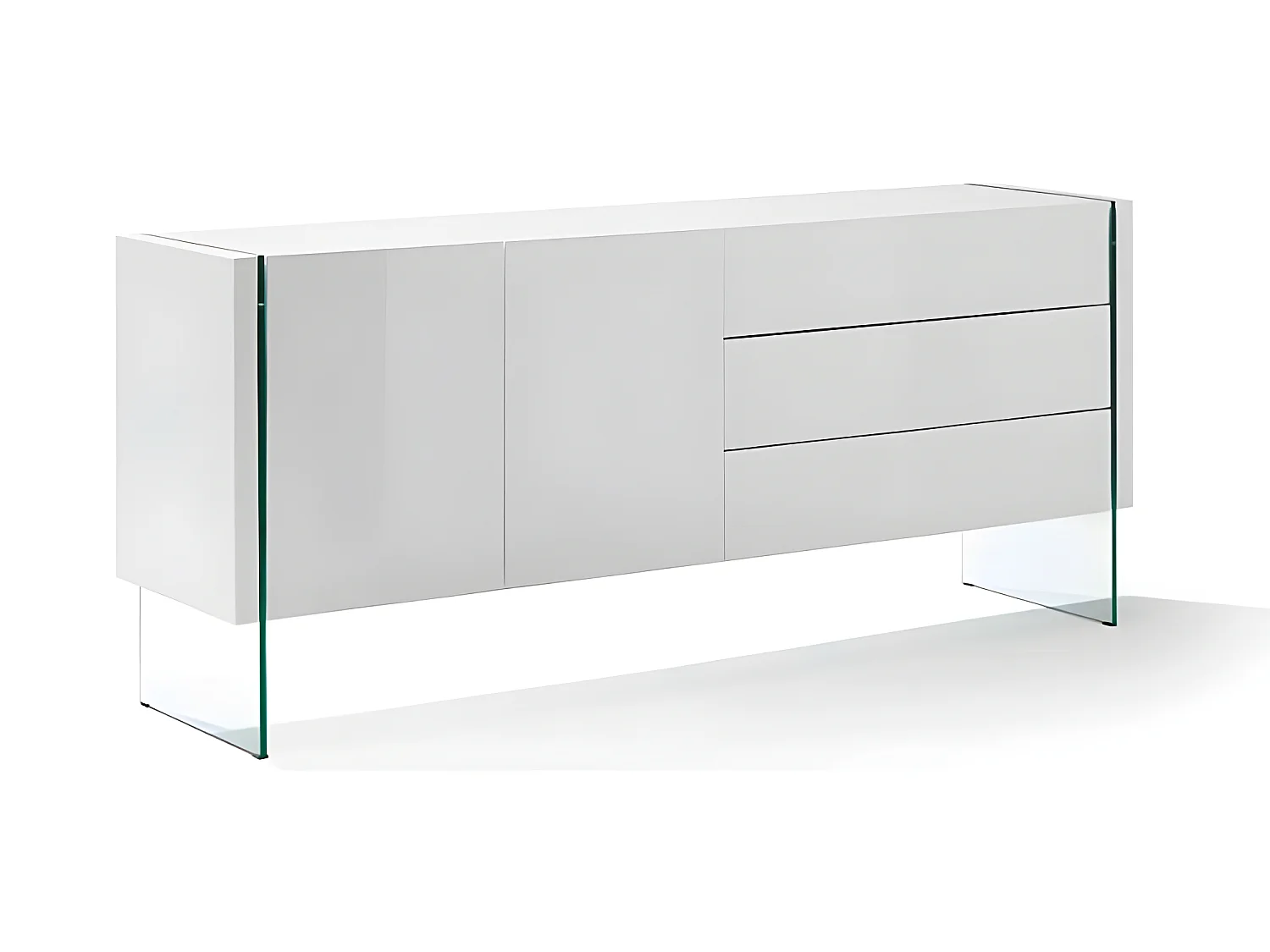 Aparador - MDF Blanco, 180x49x77 cm - SICILIA