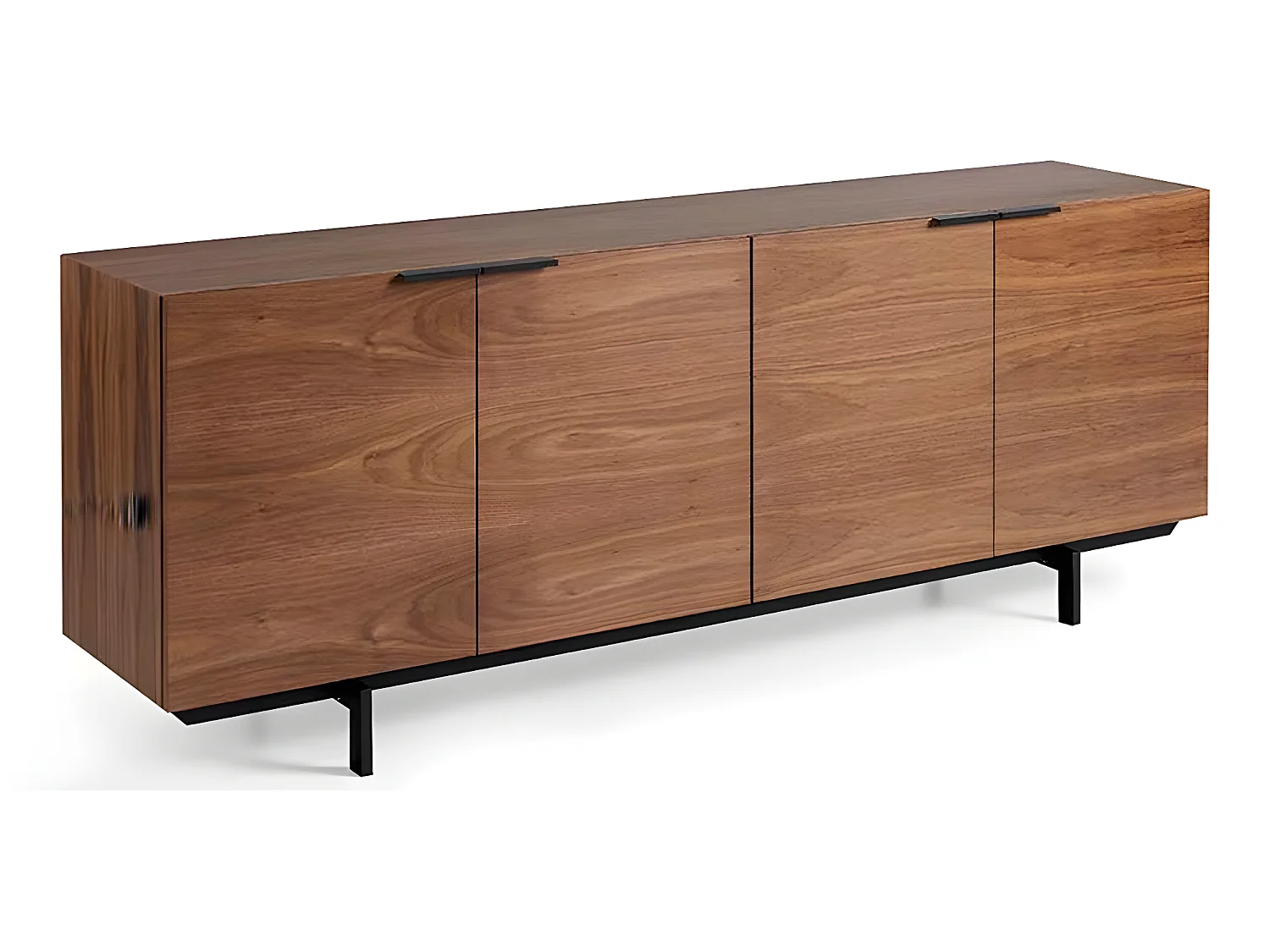 Aparador - MDF y chapa natural de Nogal, 200x45x75 cm - LONDON