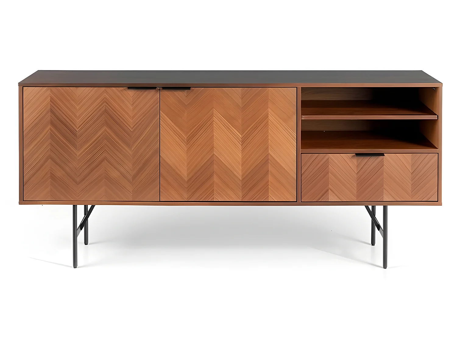 Aparador - MDF y chapa natural de nogal, 180x40x80 cm - LIRIO