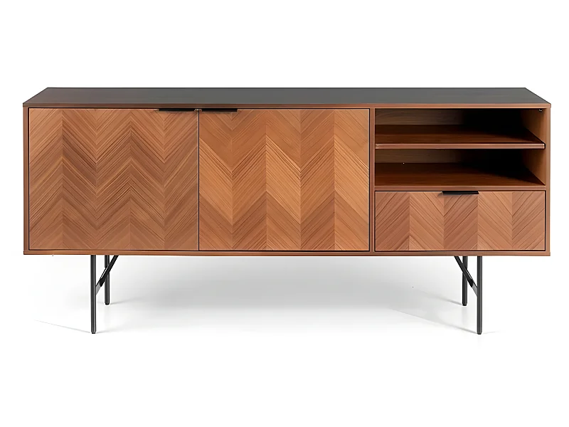 Aparador - MDF y chapa natural de nogal, 180x40x80 cm - LIRIO