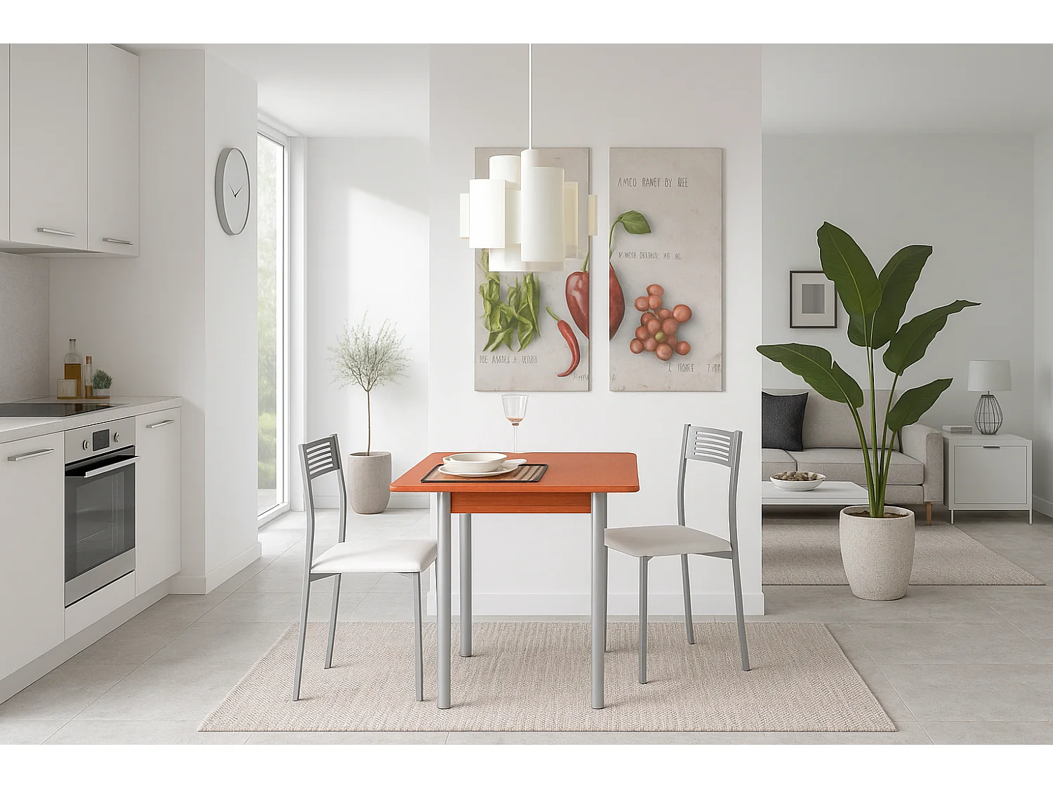 Mesa de cocina extensible - MDF Cerezo, 80x40/80x76 cm - RIBETA