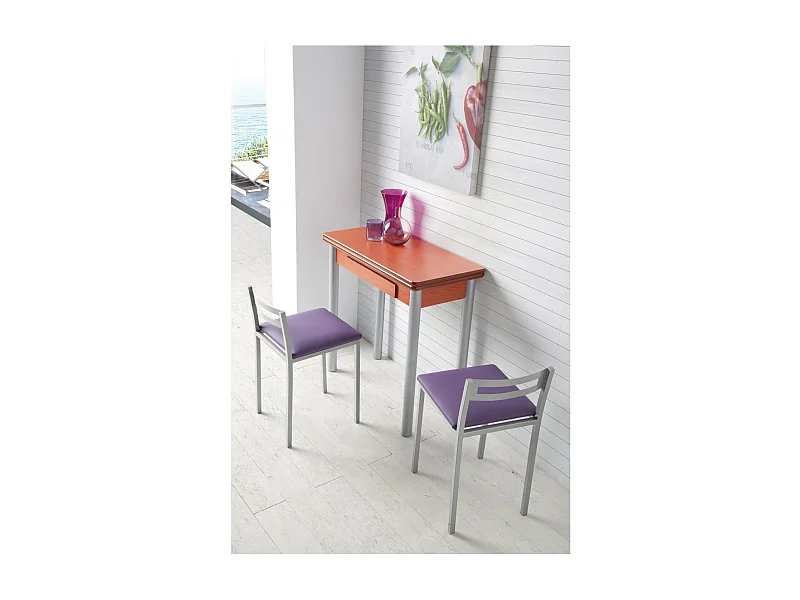 Mesa de cocina extensible - MDF Cerezo, 80x40/80x76 cm - RIBETA