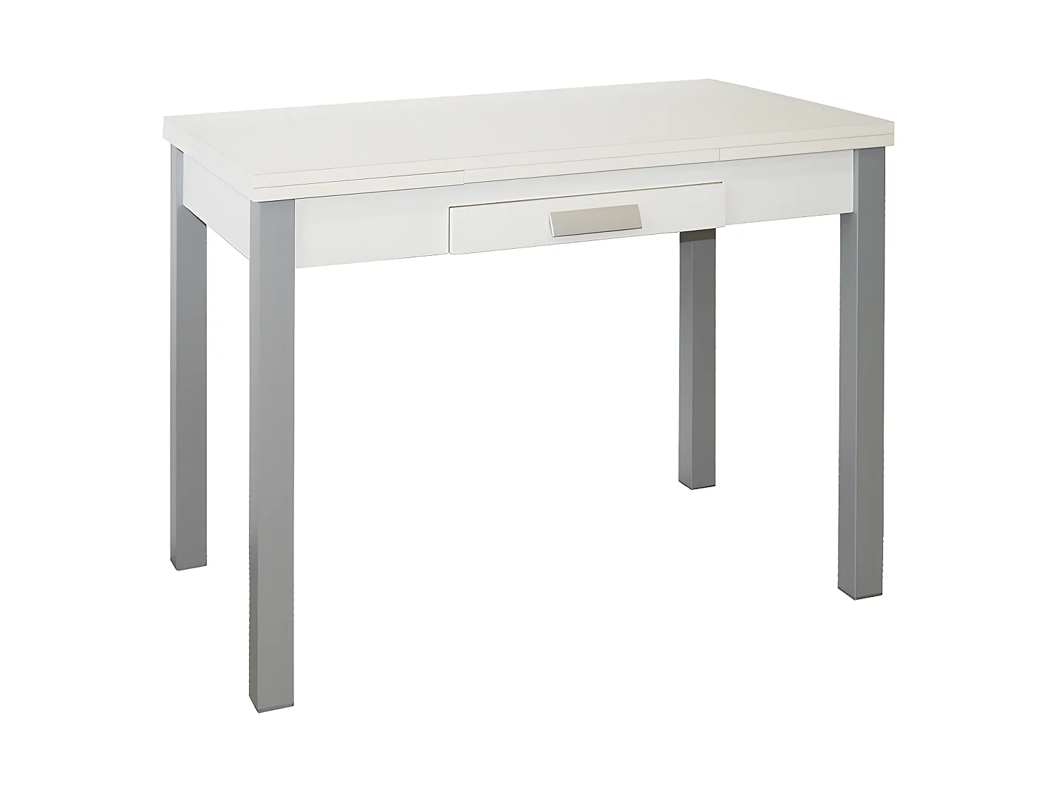 Mesa de cocina extensible -  MDF Blanco, 100/160x60x76 cm - SILANTA