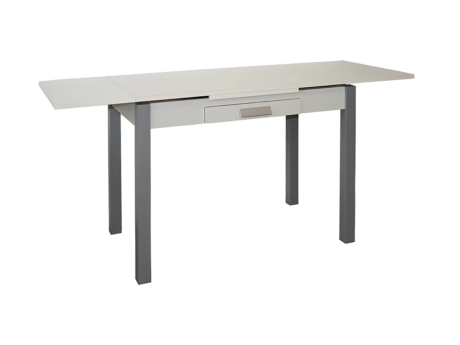 Mesa de cocina extensible -  MDF Blanco, 100/160x60x76 cm - SILANTA