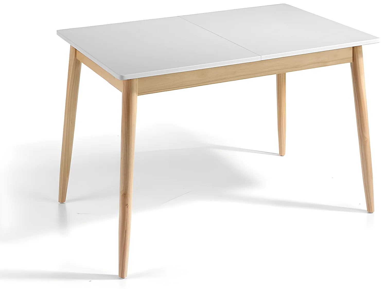 Mesa de comedor extensible -  MDF Blanco y roble, 120/160x80x76 cm - LUCAS