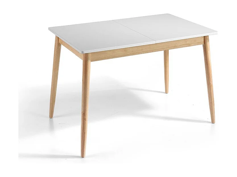 Mesa de comedor extensible -  MDF Blanco y roble, 120/160x80x76 cm - LUCAS