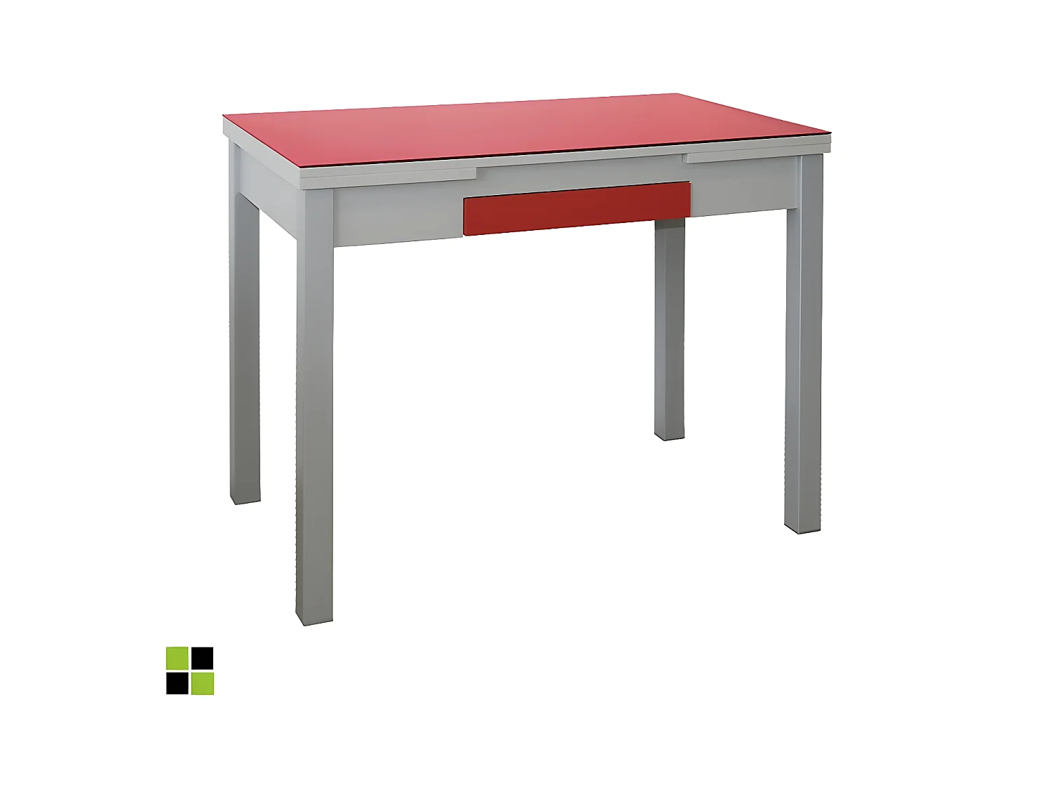 Mesa de cocina extensible - MDF y cristal Rojo, 100/160x60x76 cm - TETRA