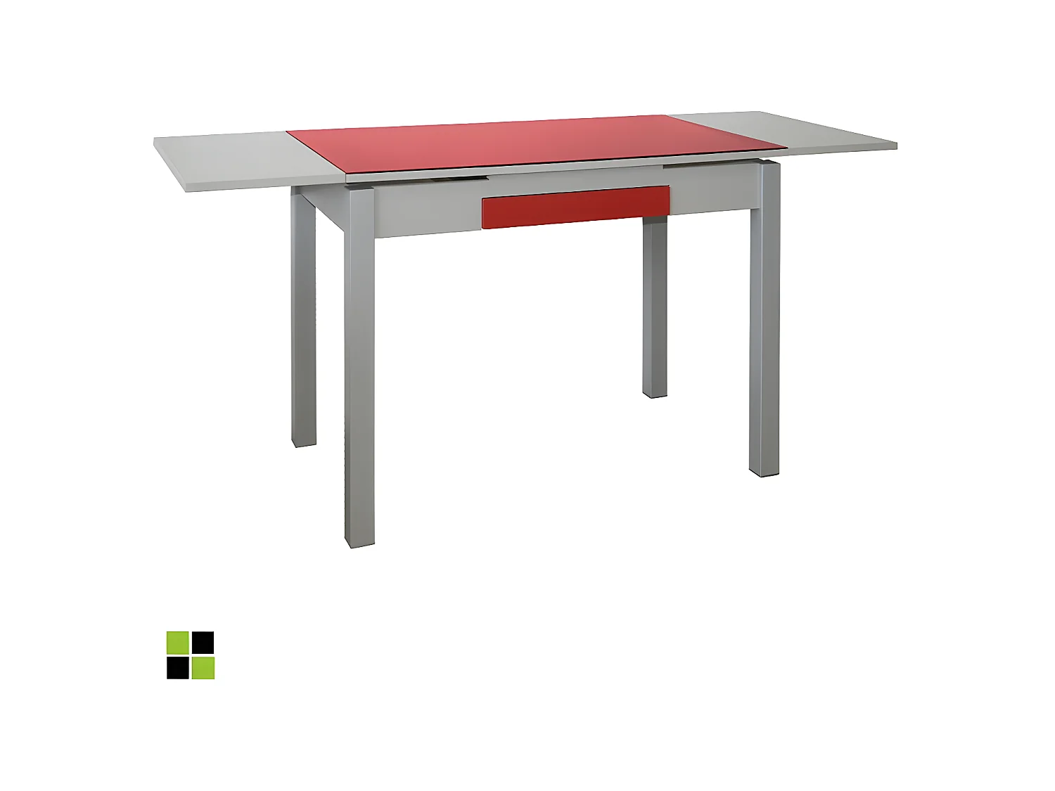Mesa de cocina extensible - MDF y cristal Rojo, 100/160x60x76 cm - TETRA