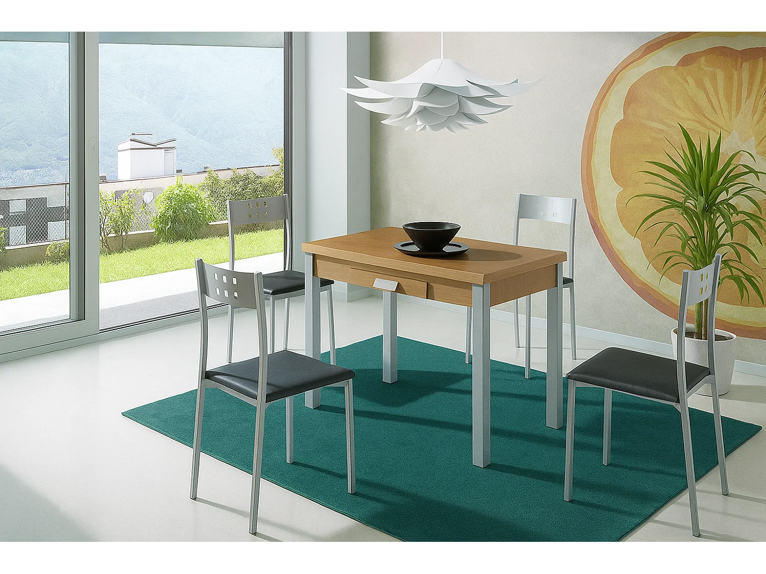 Mesa de cocina extensible - MDF Roble, 80x40/80x76 cm - HENA metal