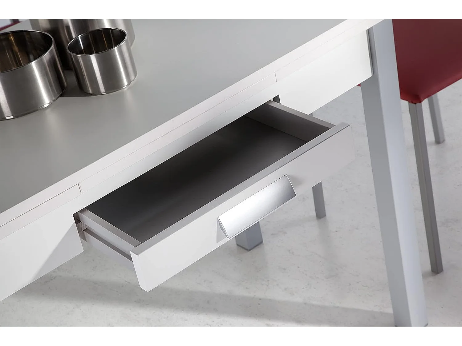Mesa de cocina extensible - MDF Blanco, 80x40/80x76 cm - HENA metal