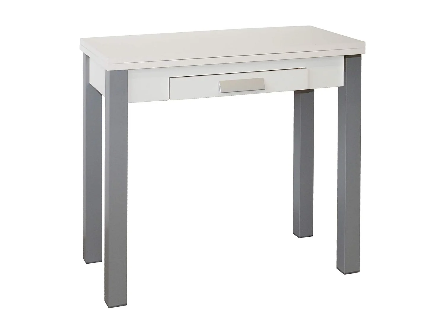 Mesa de cocina extensible - MDF Blanco, 80x40/80x76 cm - HENA metal