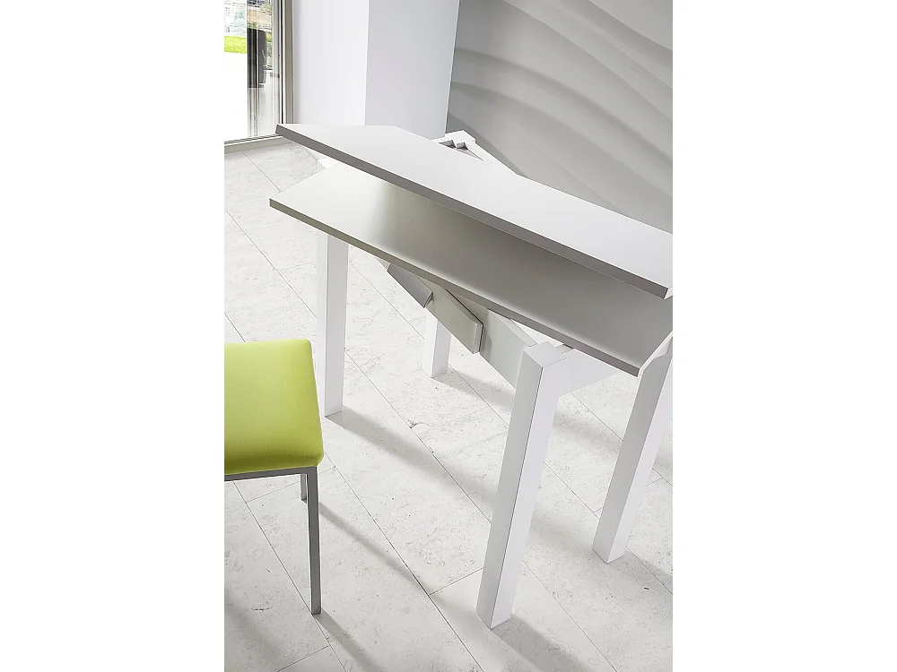 Mesa de cocina extensible - MDF Blanco, 80x40/80x76 cm - HENA