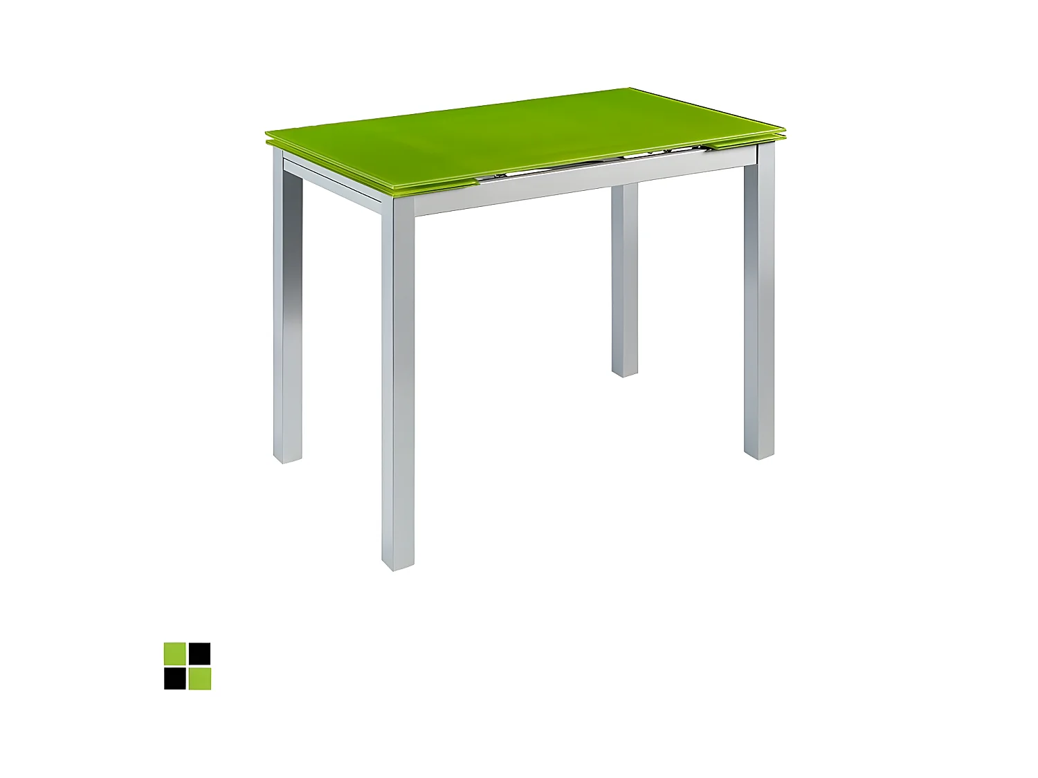 Mesa de cocina extensible -  Cristal Verde, 100/140x60x76 cm - CALCUTA