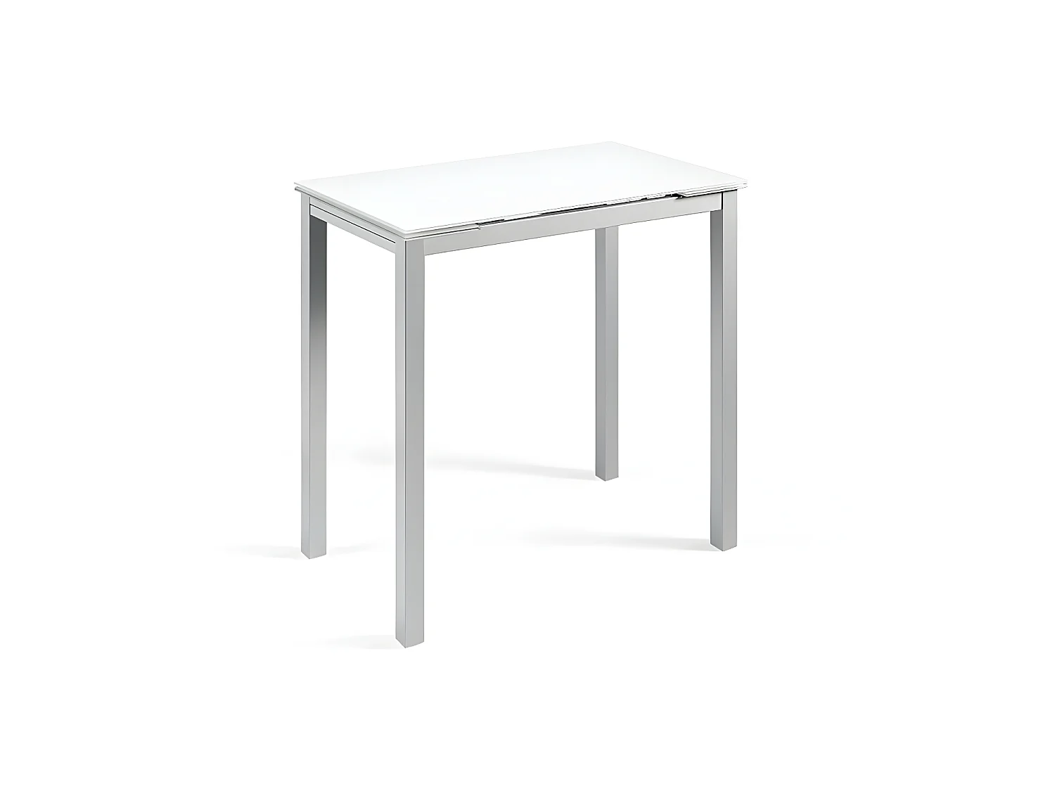 Mesa de cocina extensible -  Cristal Blanco, 100/140x60x76 cm - CALCUTA
