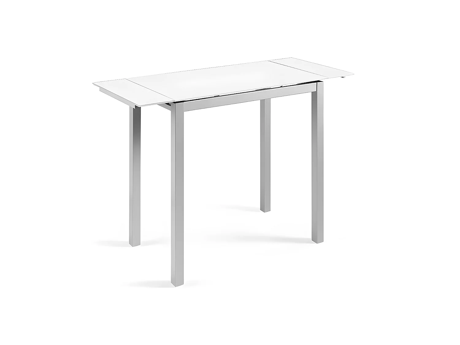 Mesa de cocina extensible -  Cristal Blanco, 100/140x60x76 cm - CALCUTA