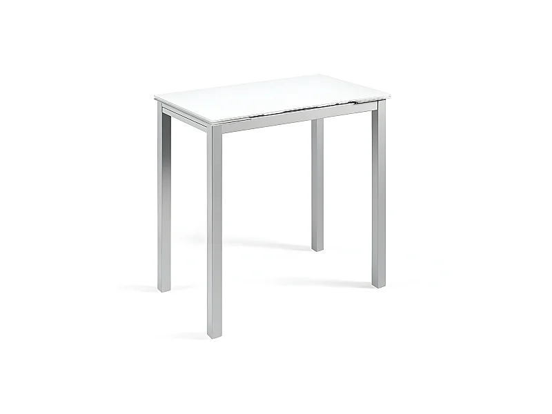 Mesa de cocina extensible -  Cristal Blanco, 100/140x60x76 cm - CALCUTA