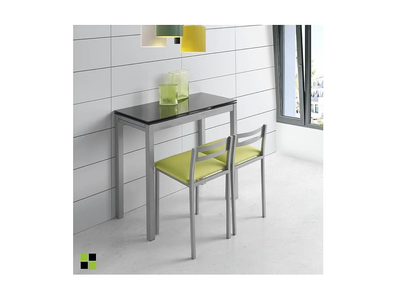 Mesa de cocina extensible -  Cristal Negro, 85/135x40x76 cm - NOVI