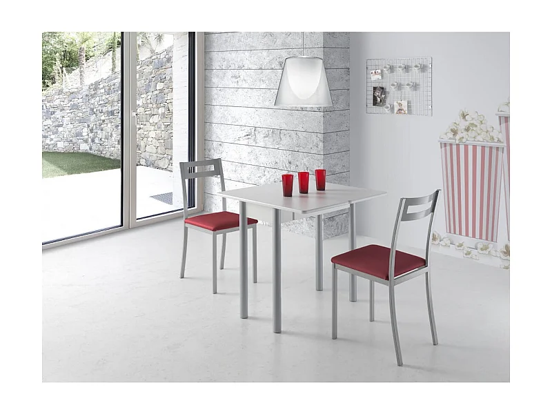 Mesa de cocina extensible - MDF Blanco, 80x40/80x76 cm - RIBETA