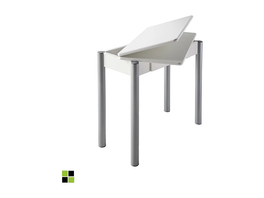 Mesa de cocina extensible - MDF Blanco, 80x40/80x76 cm - RIBETA