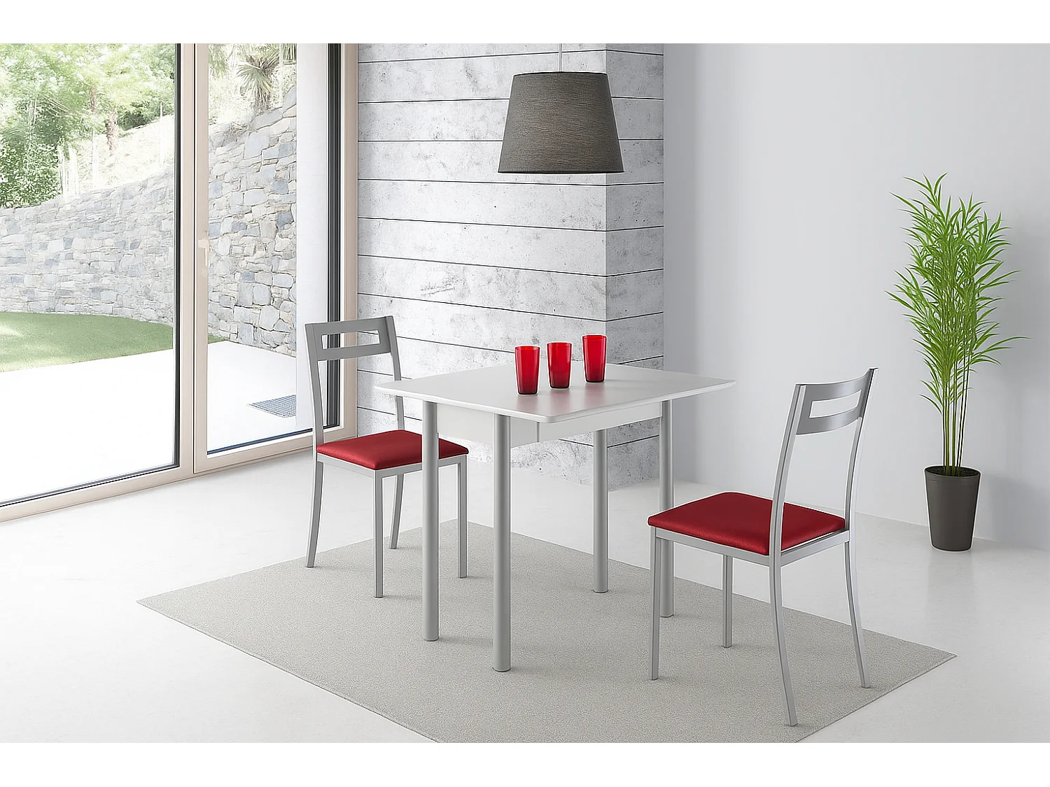 Mesa de cocina extensible - MDF Blanco, 80x40/80x76 cm - RIBETA