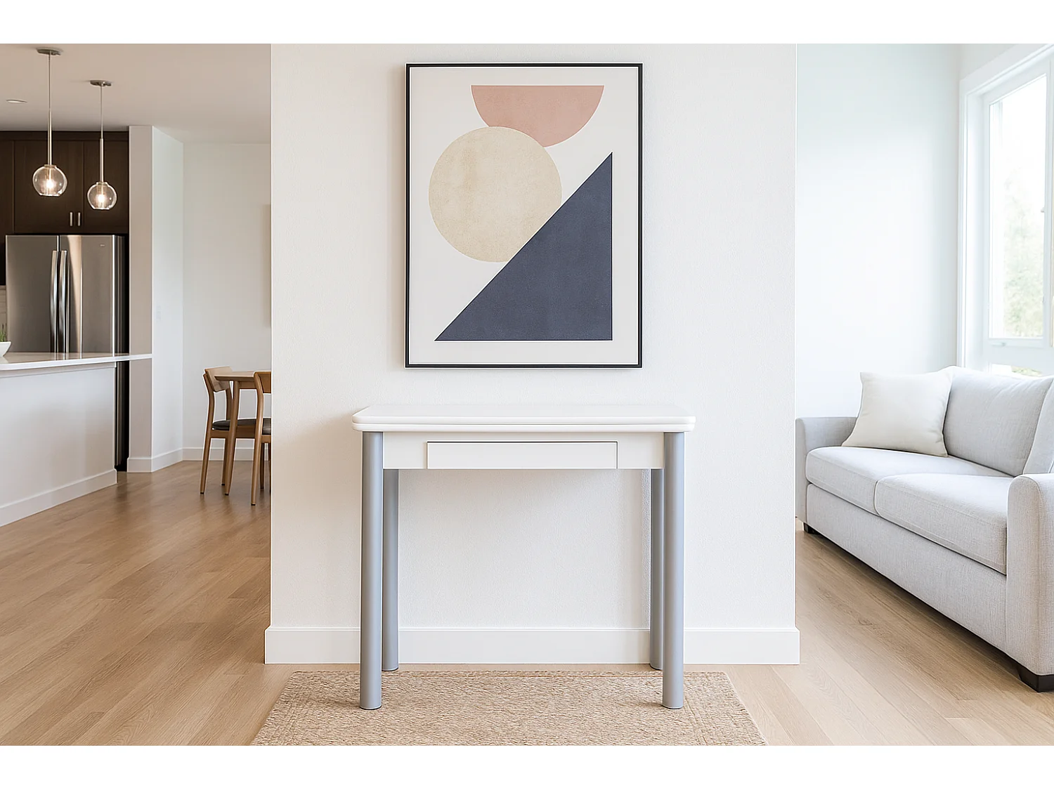 Mesa de cocina extensible - MDF Blanco, 80x40/80x76 cm - RIBETA