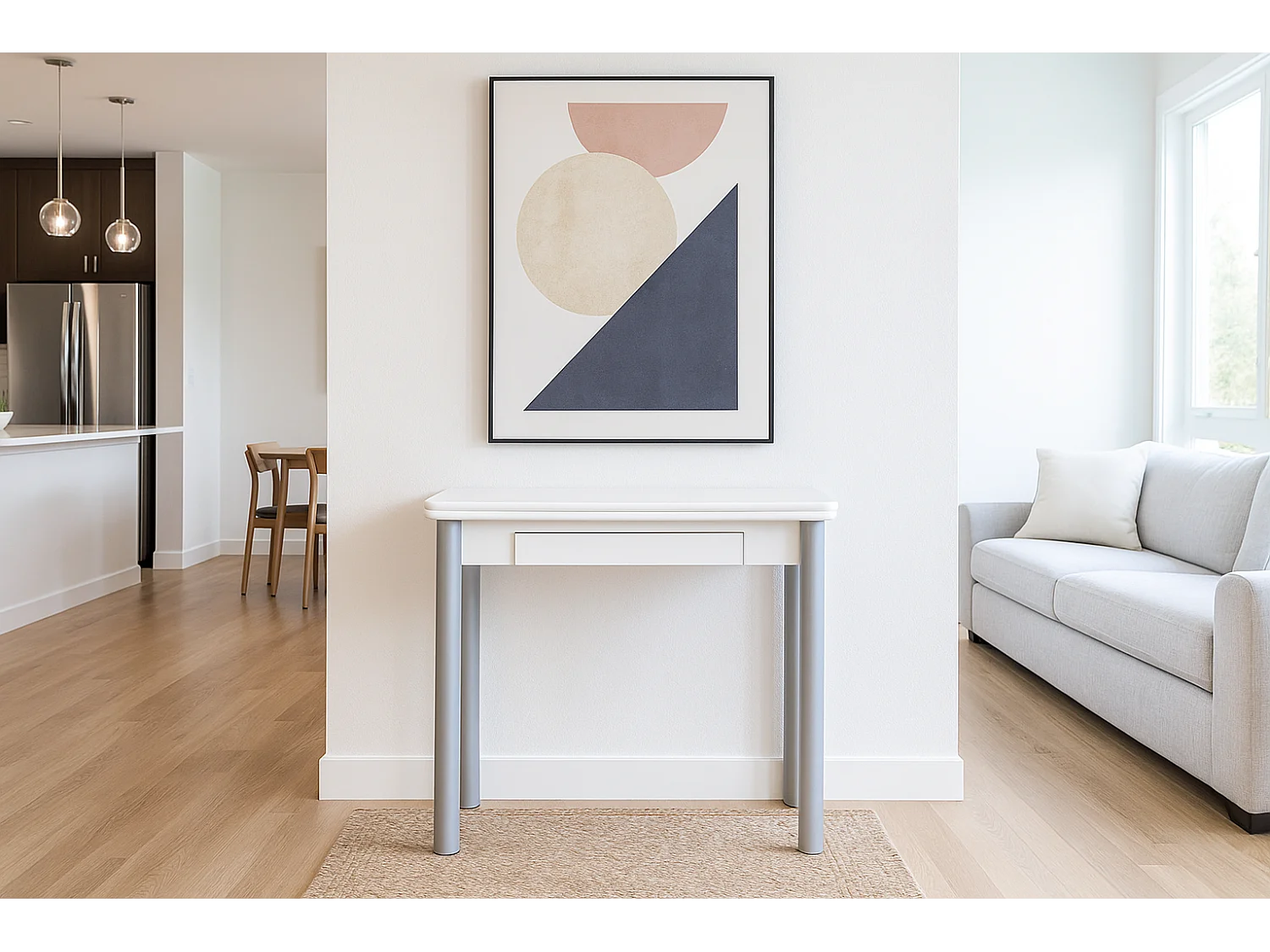 Mesa de cocina extensible - MDF Blanco, 80x40/80x76 cm - RIBETA