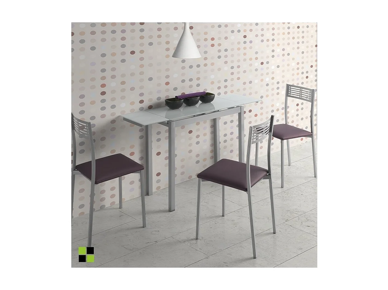 Mesa de cocina extensible -  Cristal Blanco , 85/135x40x76 cm - NOVI