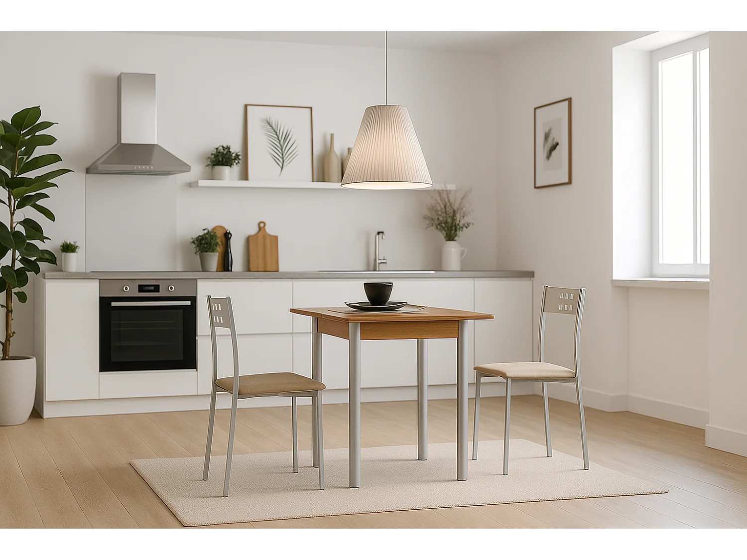 Mesa de cocina extensible - MDF Roble, 80x40/80x76 cm - RIBETA