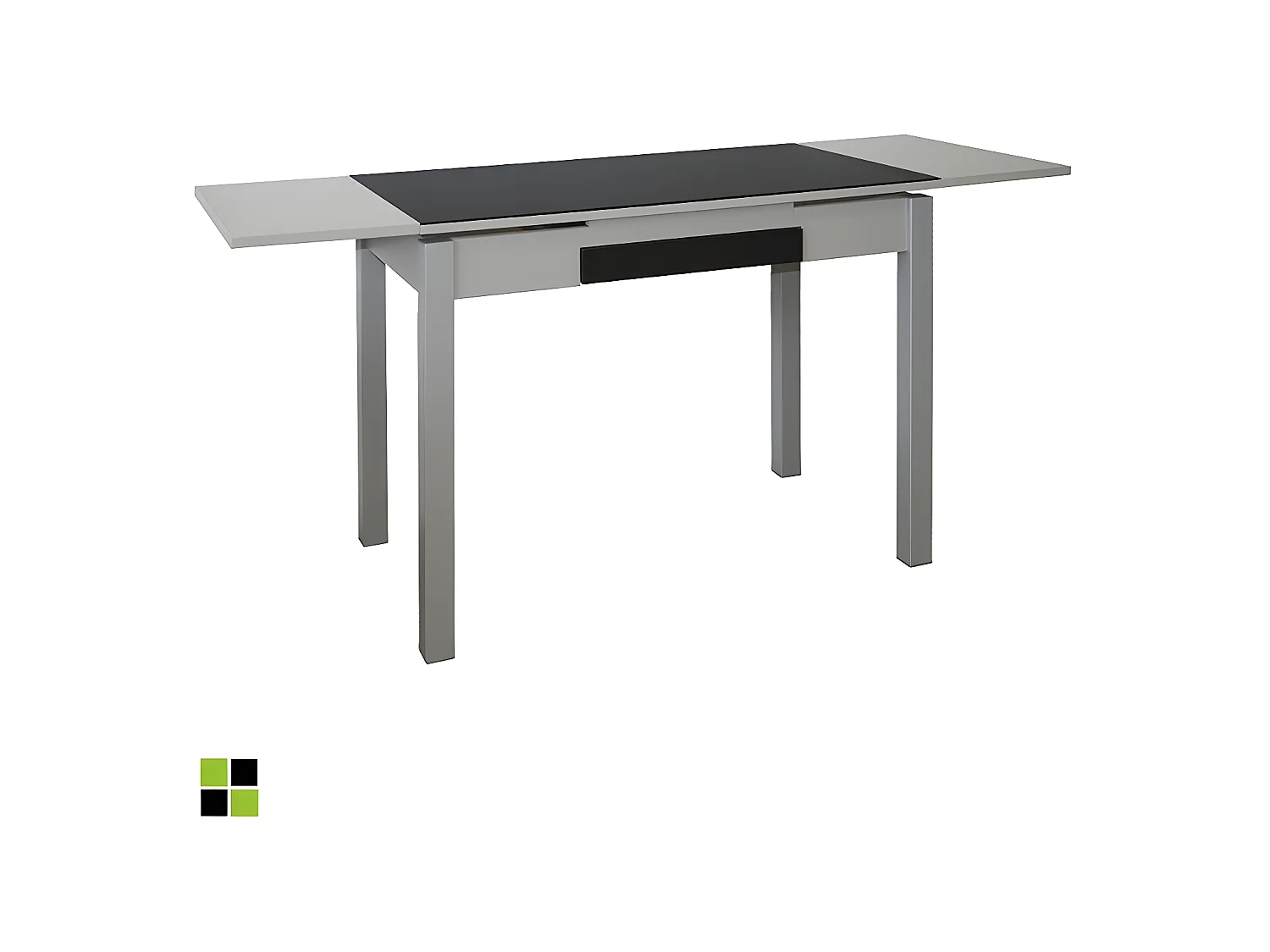 Mesa de cocina extensible - MDF y cristal Negro, 100/160x60x76 cm - TETRA